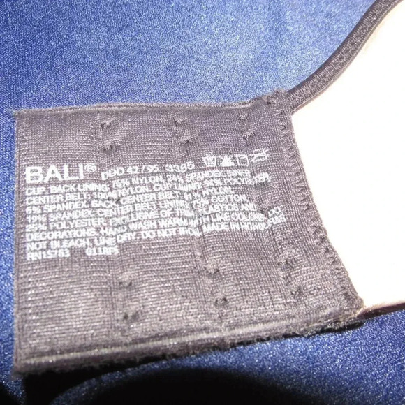 NWT BALI Minimizer Underwire Black Tan Bra Style 3385 Size 42DDD - Picture 4 of 5